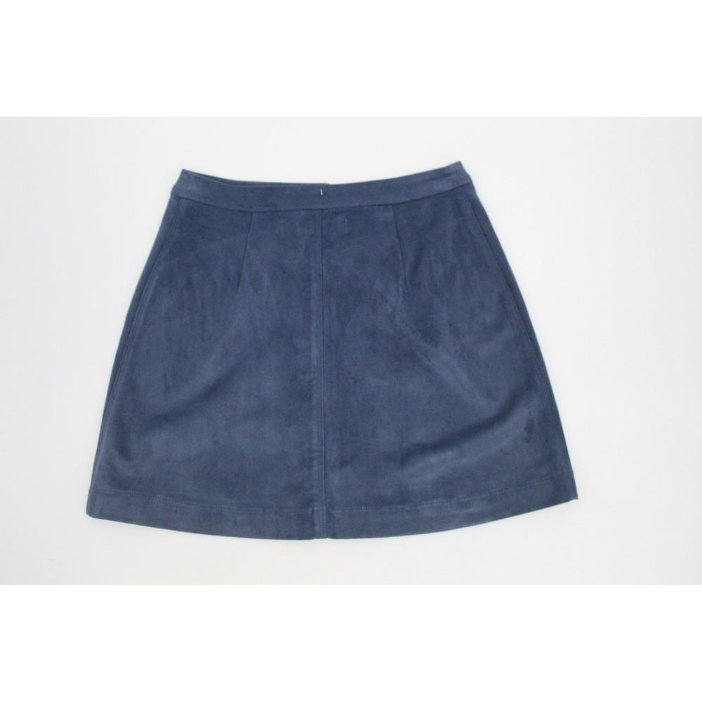 Abercrombie & Fitch Blue Faux Suede Button Front A-Line Mini Skirt Womens